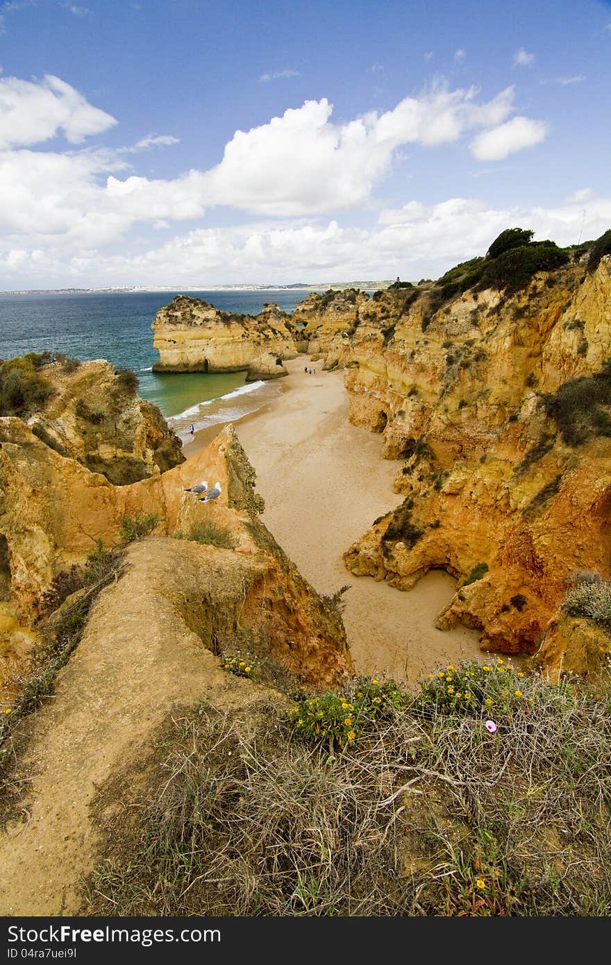 Wonderful view of a beautiful beach in the Prainha area, in the Algarve, Portugal. Wonderful view of a beautiful beach in the Prainha area, in the Algarve, Portugal.