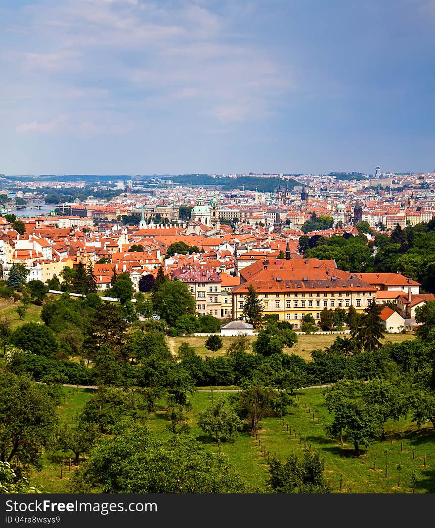 Beautiful view of Prague from Petrin Hill