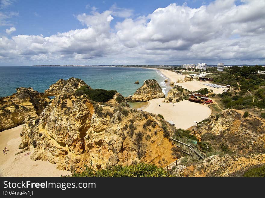 Wonderful view of a beautiful beach in the Prainha area, in the Algarve, Portugal. Wonderful view of a beautiful beach in the Prainha area, in the Algarve, Portugal.