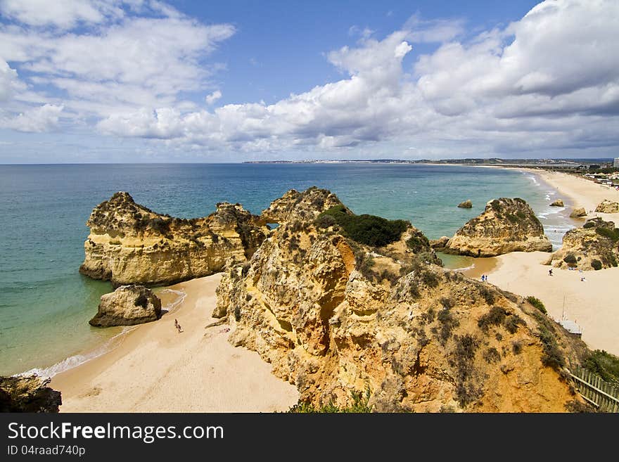 Wonderful view of a beautiful beach in the Prainha area, in the Algarve, Portugal. Wonderful view of a beautiful beach in the Prainha area, in the Algarve, Portugal.