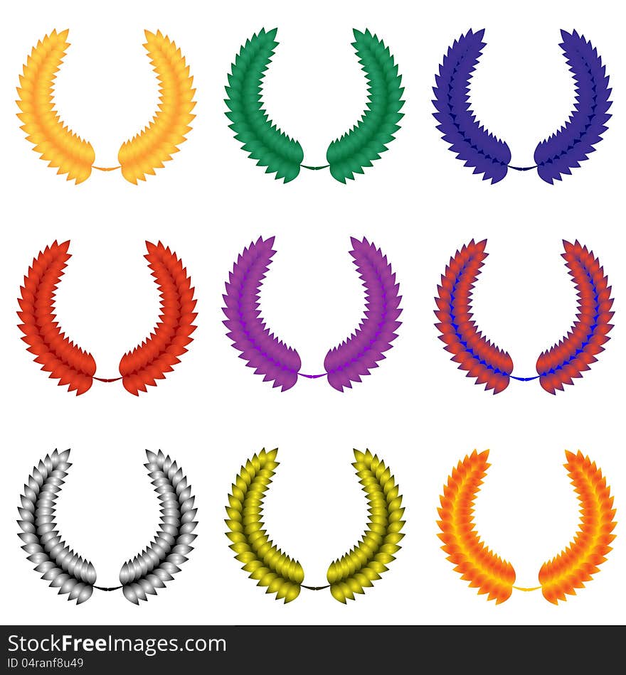 An abstract image of colorful wreaths. The illustration on a white background.