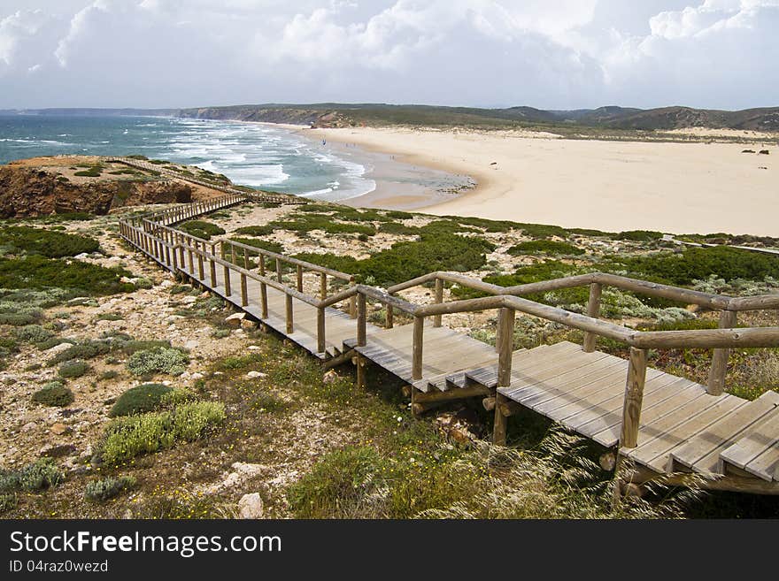 Beautiful view of the  beaches and coastline of Sagres, located in the Algarve, Portugal. Beautiful view of the  beaches and coastline of Sagres, located in the Algarve, Portugal.