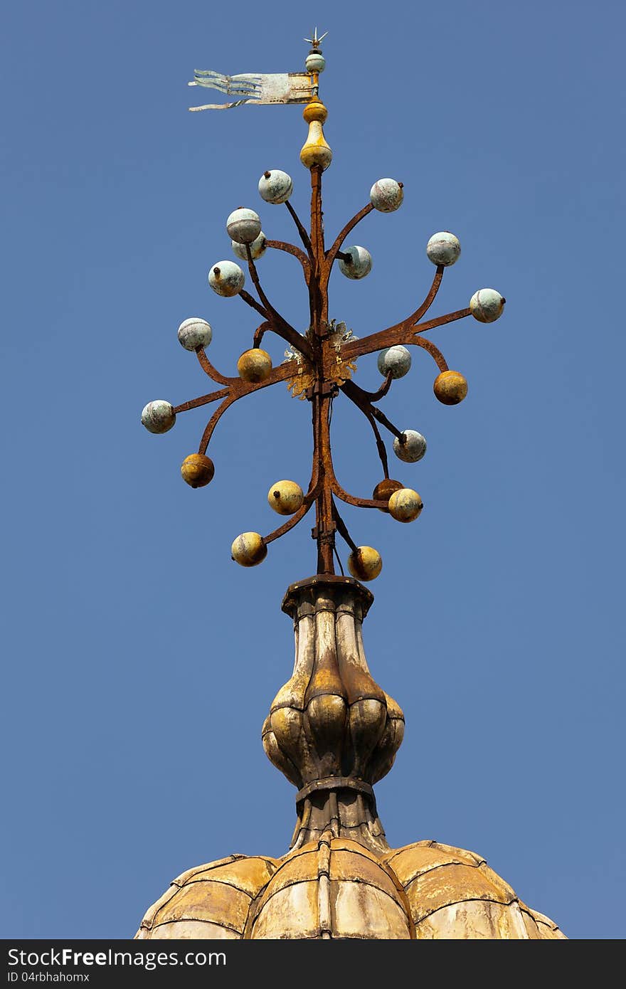 Decorations on top of one of the towers of the Basilica San Marco in Venice, Italy. Decorations on top of one of the towers of the Basilica San Marco in Venice, Italy