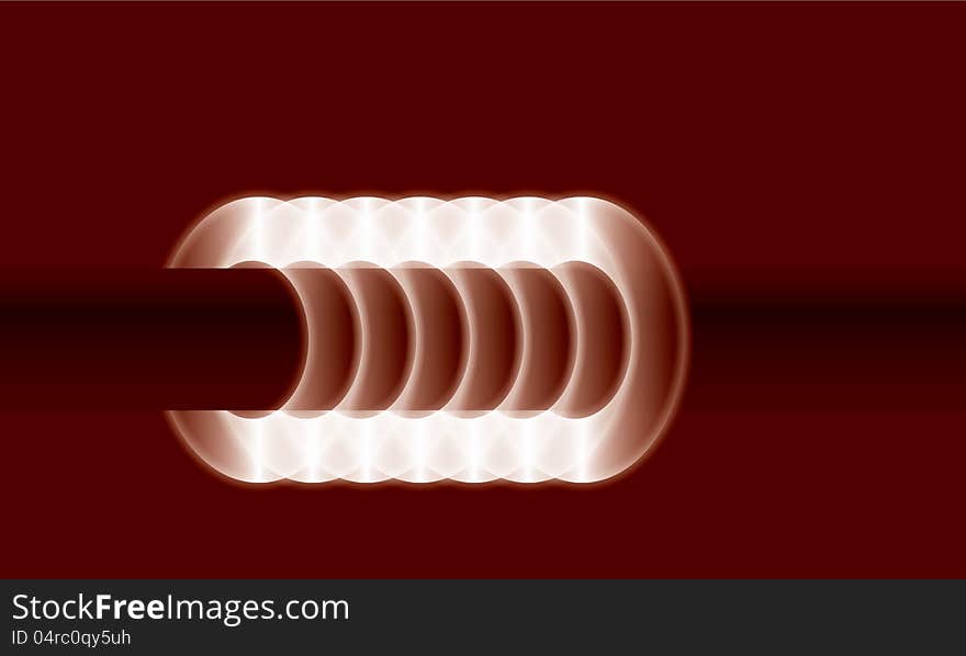 red tube with shiny ovals.