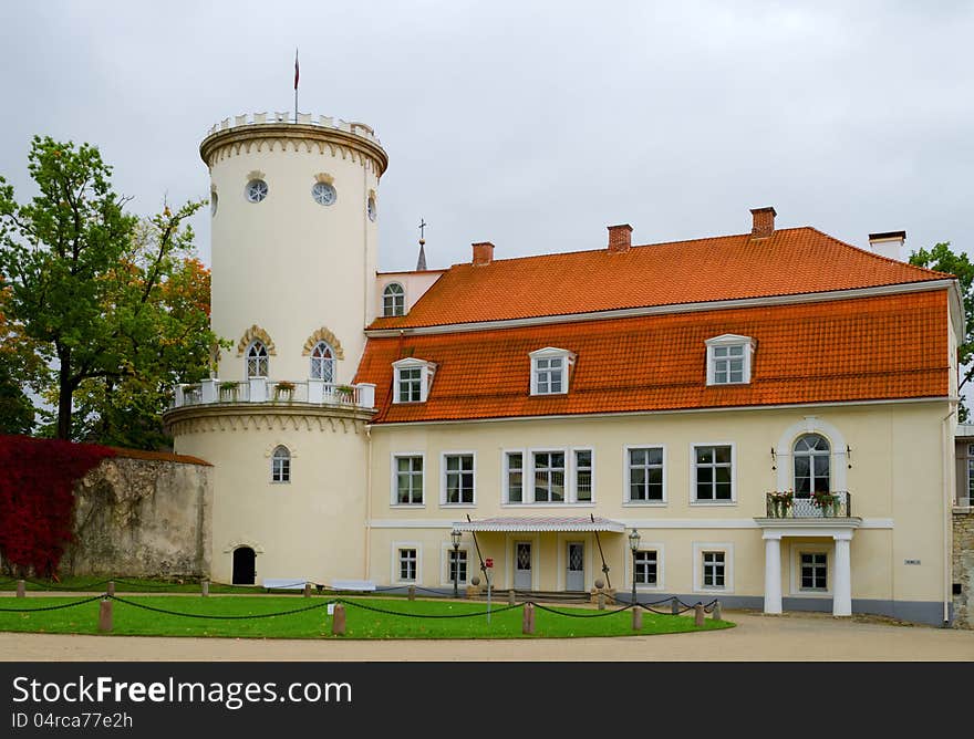 Beautiful autumnal view on the old palace in Cesis city, Latvia, Europe. Beautiful autumnal view on the old palace in Cesis city, Latvia, Europe