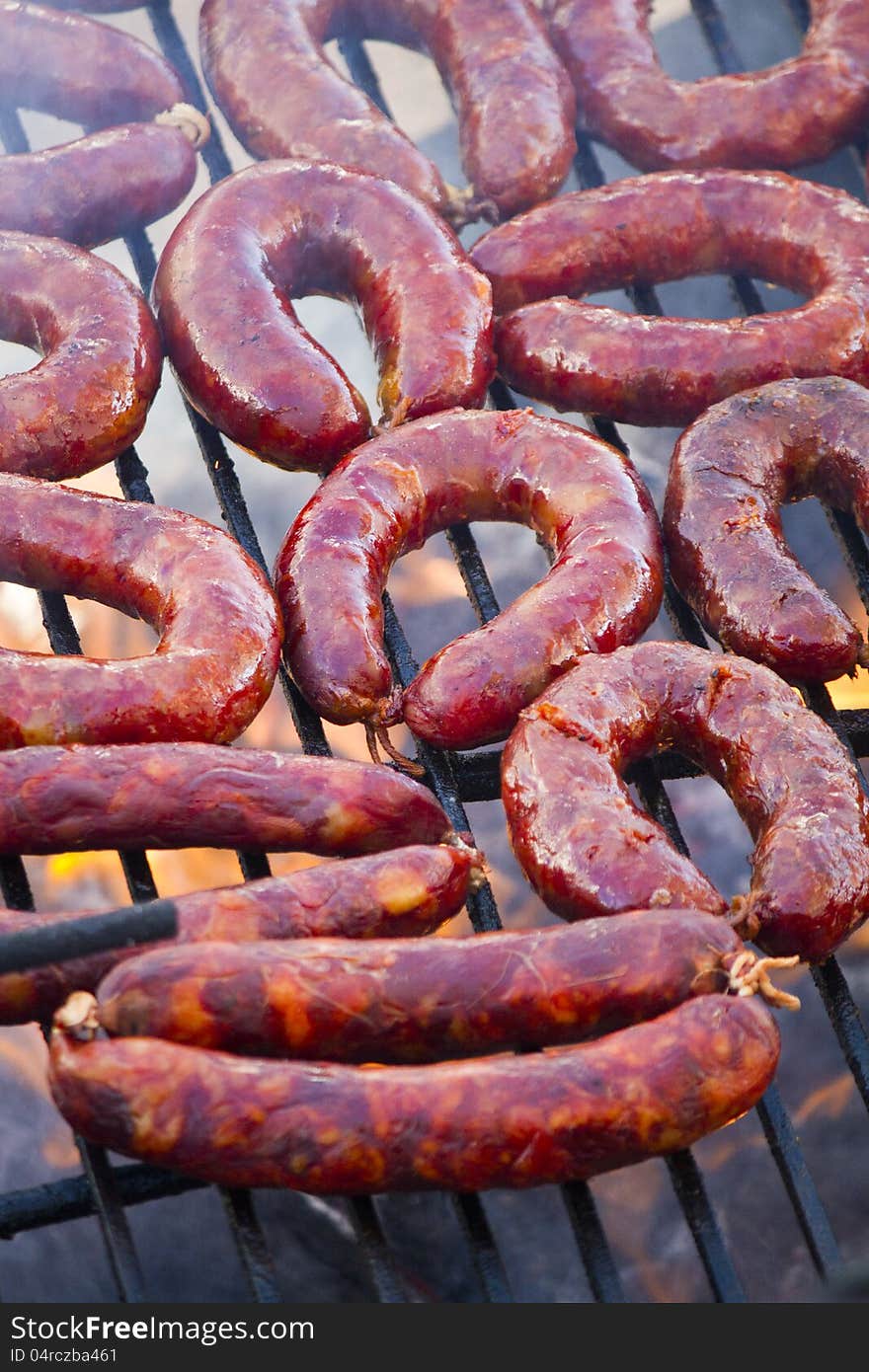 Chorizos in the barbecue