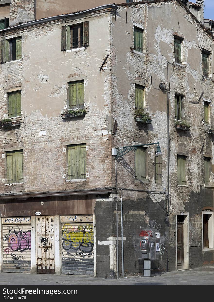 Fragment of the facade of the building in Venice. Fragment of the facade of the building in Venice