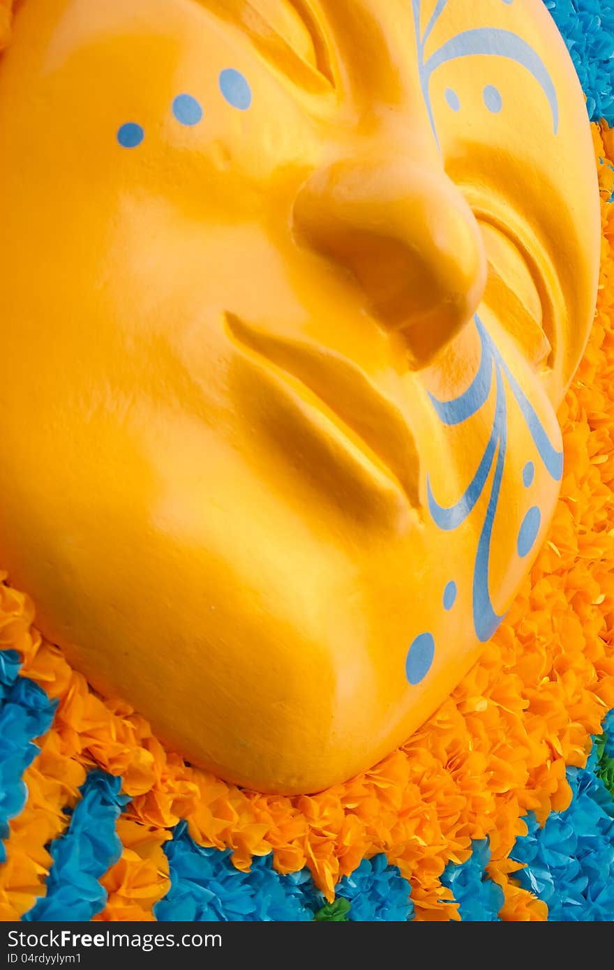 Close up view of a decorative Carnival face.