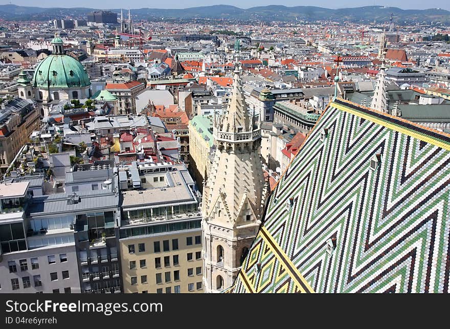 Panorama of Vienna, aerial view from Stephansdom cathedral, Vienna, Austria