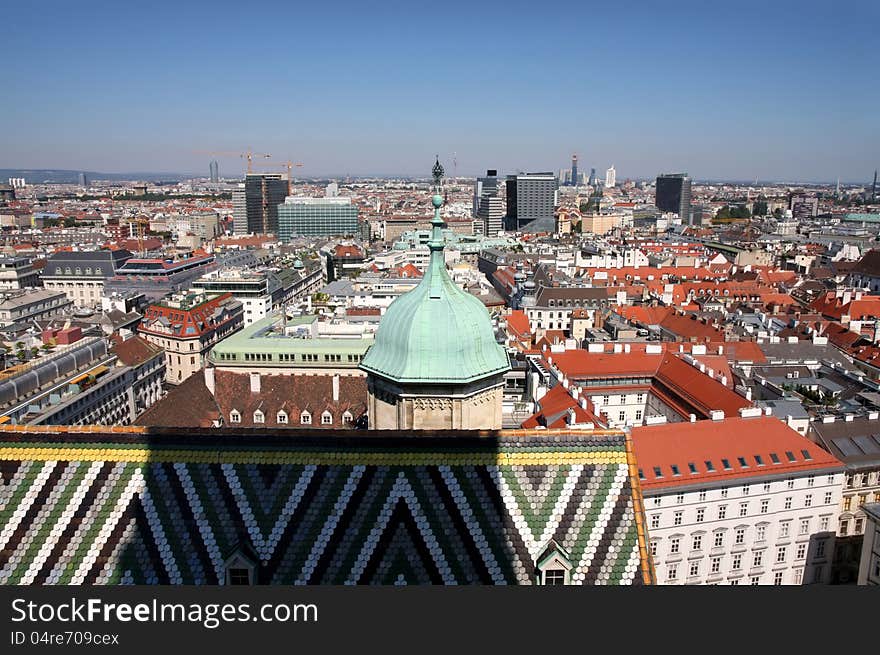 Panorama of Vienna, aerial view from Stephansdom cathedral, Vienna, Austria