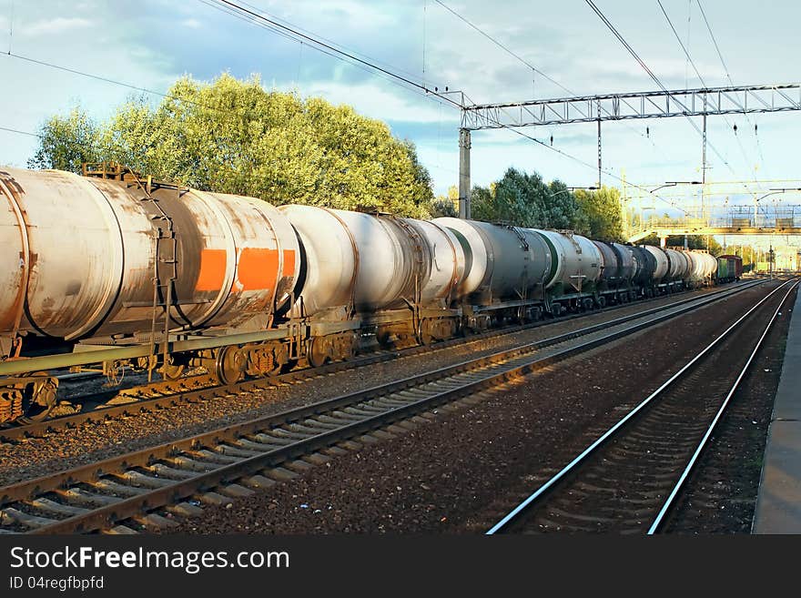 Tanks with fuel  by rail