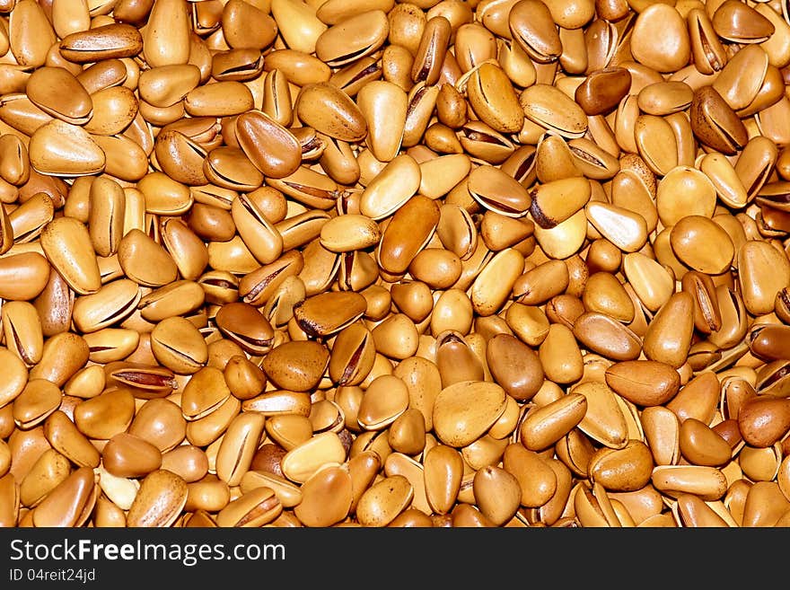 The background of fried pine nuts