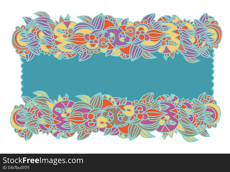 Floral ethnic frame hand-drawn design