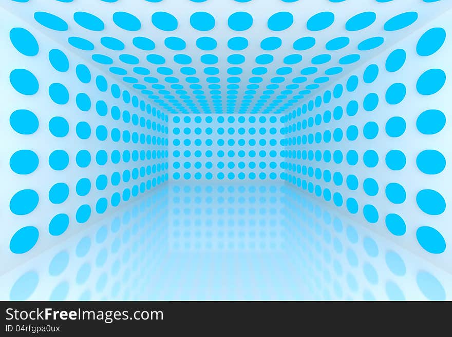 Empty room with abstract color blue lighting sphere