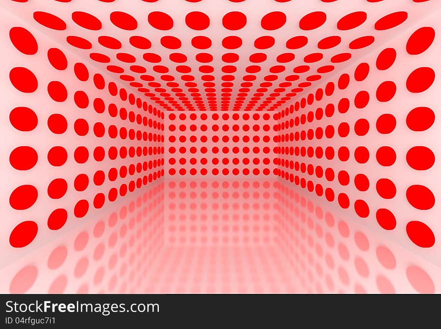 Empty room with abstract color red lighting sphere