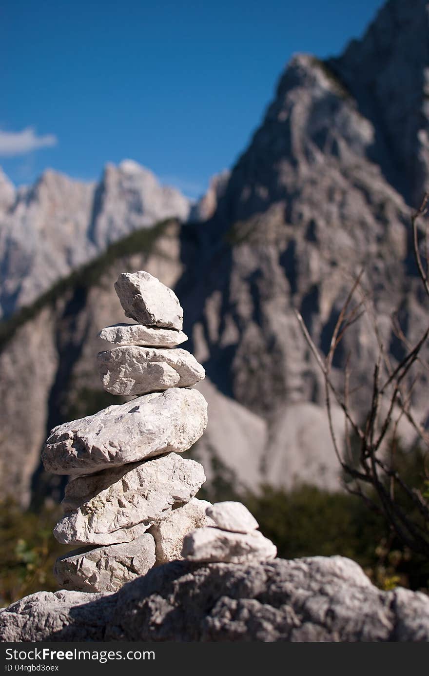 Stack stone with mountains background