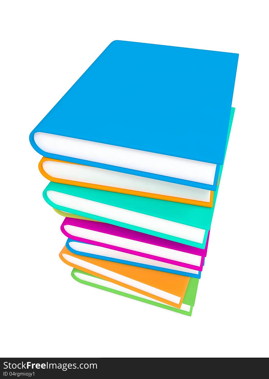 Stack Of Colorful Books On White Background.