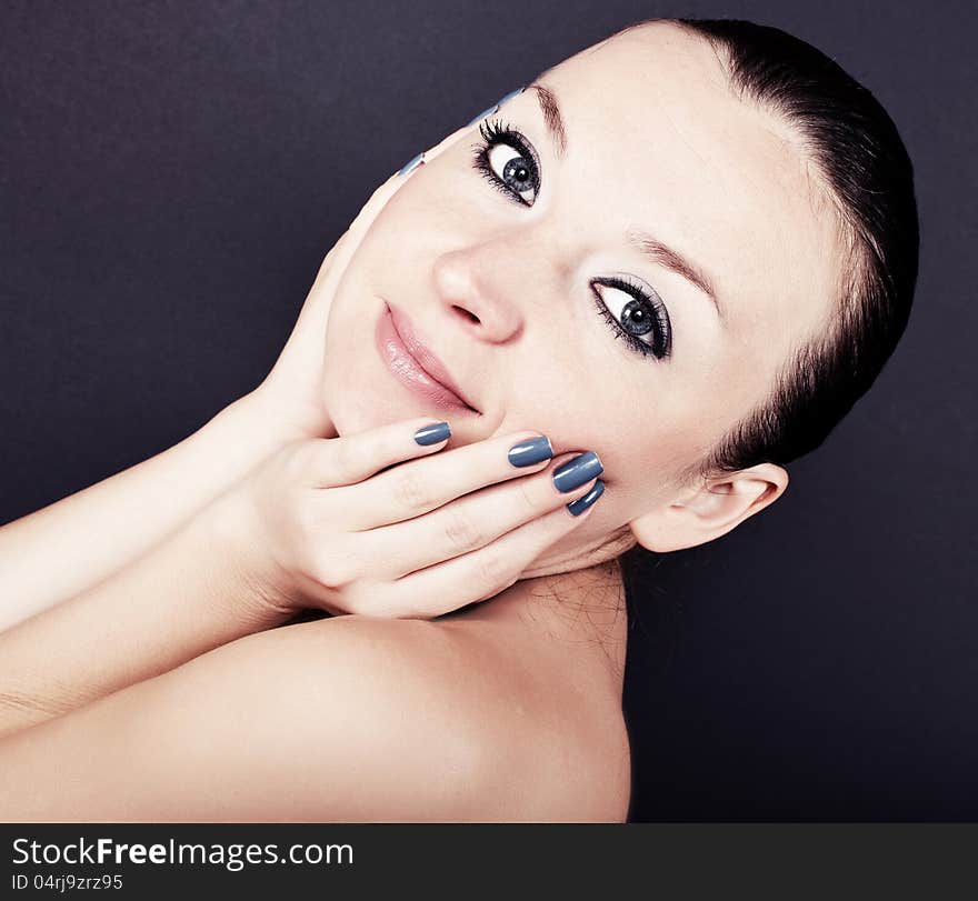 Smiling pretty brunette girl