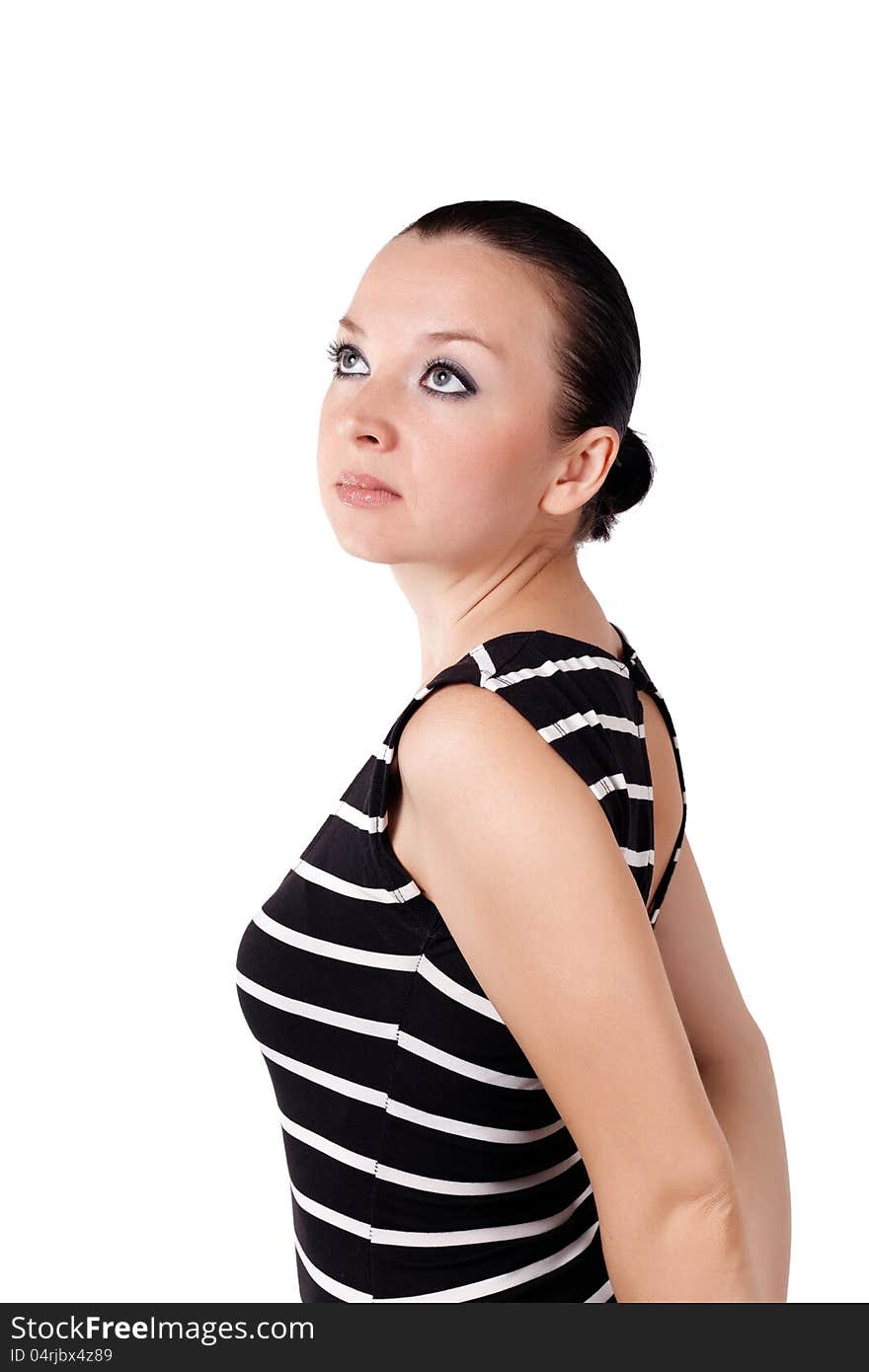 Portrait of cute girl posing isolated on white background