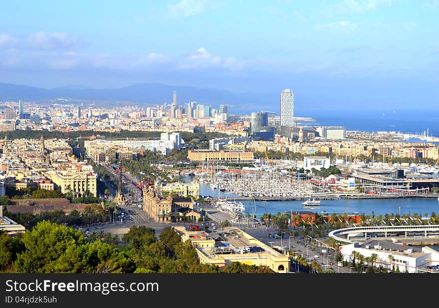 Bird's eye view of the Barcelona, Spain