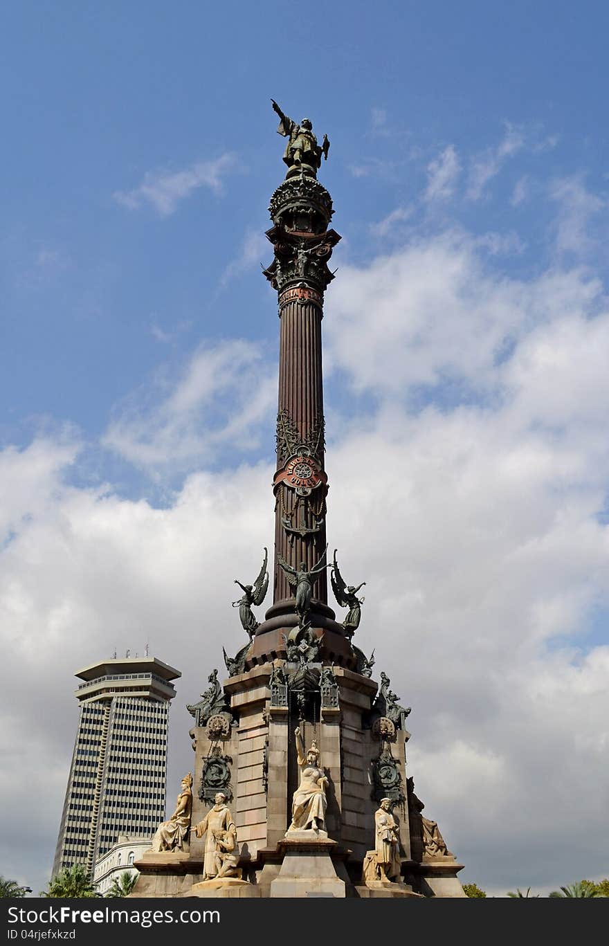 Christopher Columbus monument in Barcelona, Spain