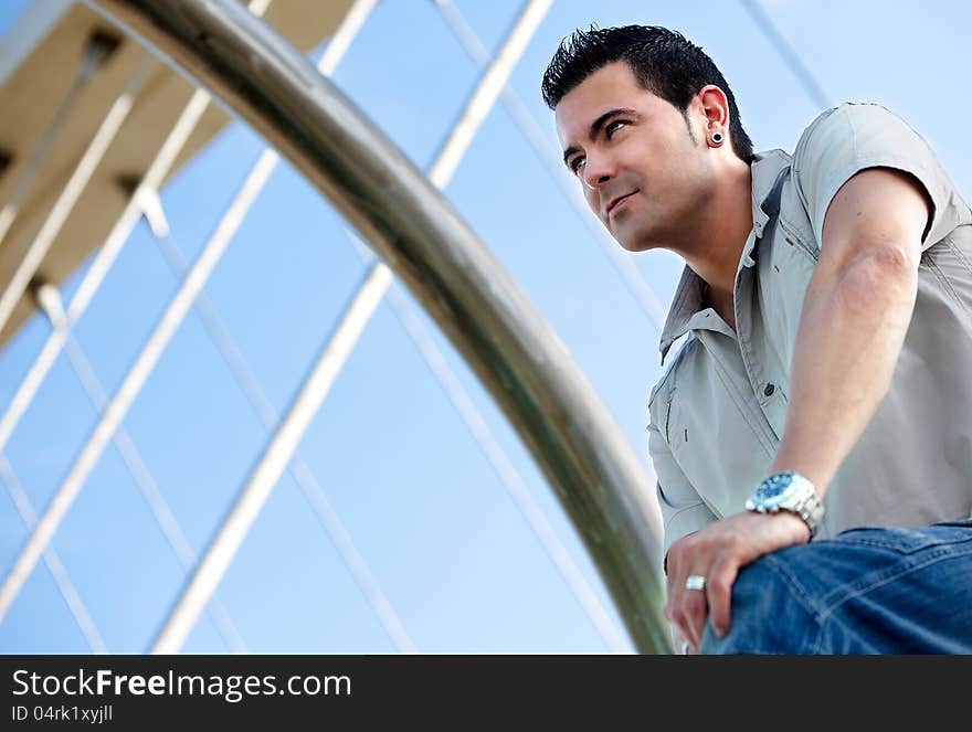 Man portrait on street scene