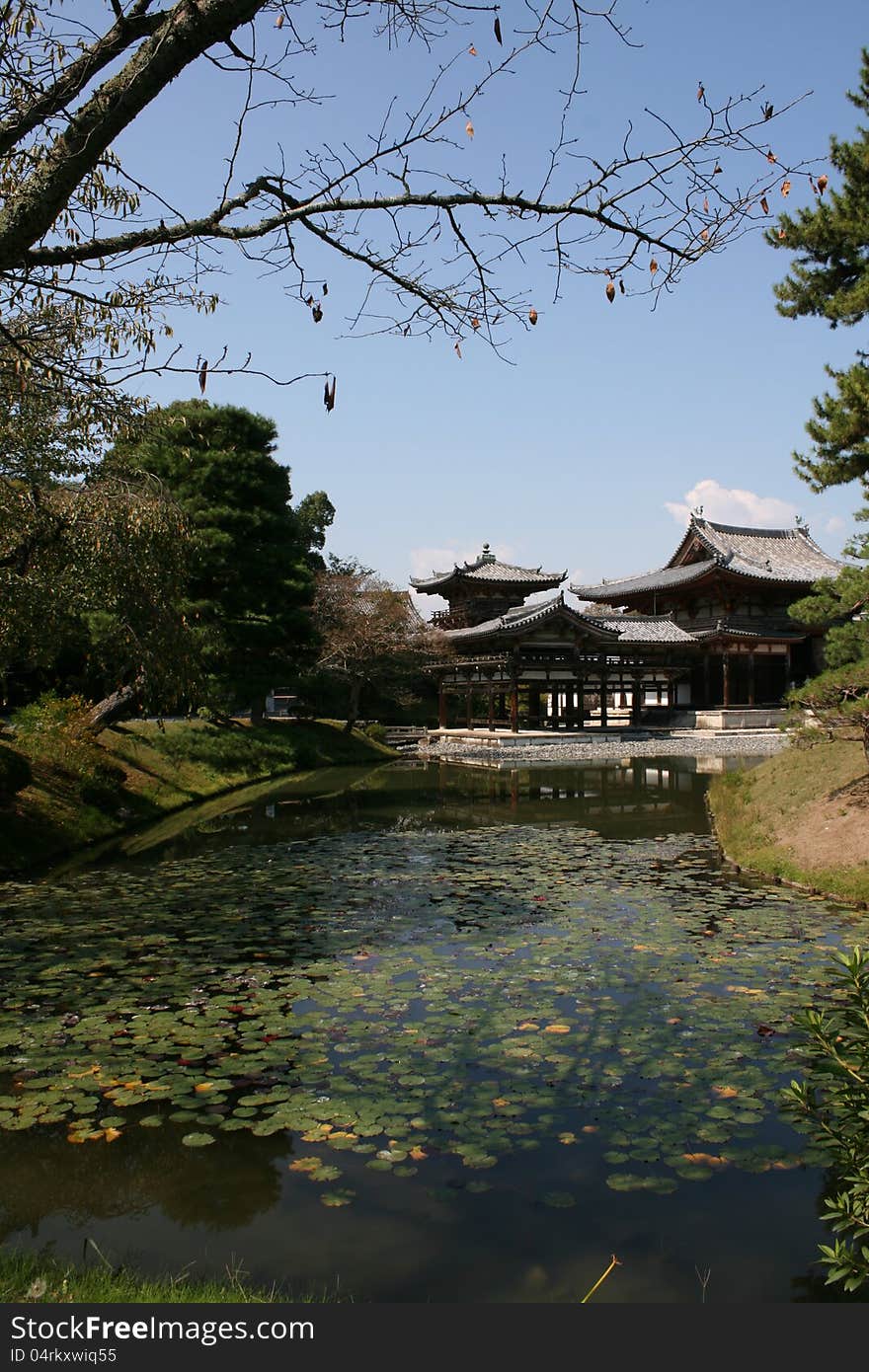 Byodoin temple in Uji, near Kyoto in Japan. the ancient Chinese-Japanese architecture style in Tang dynasty