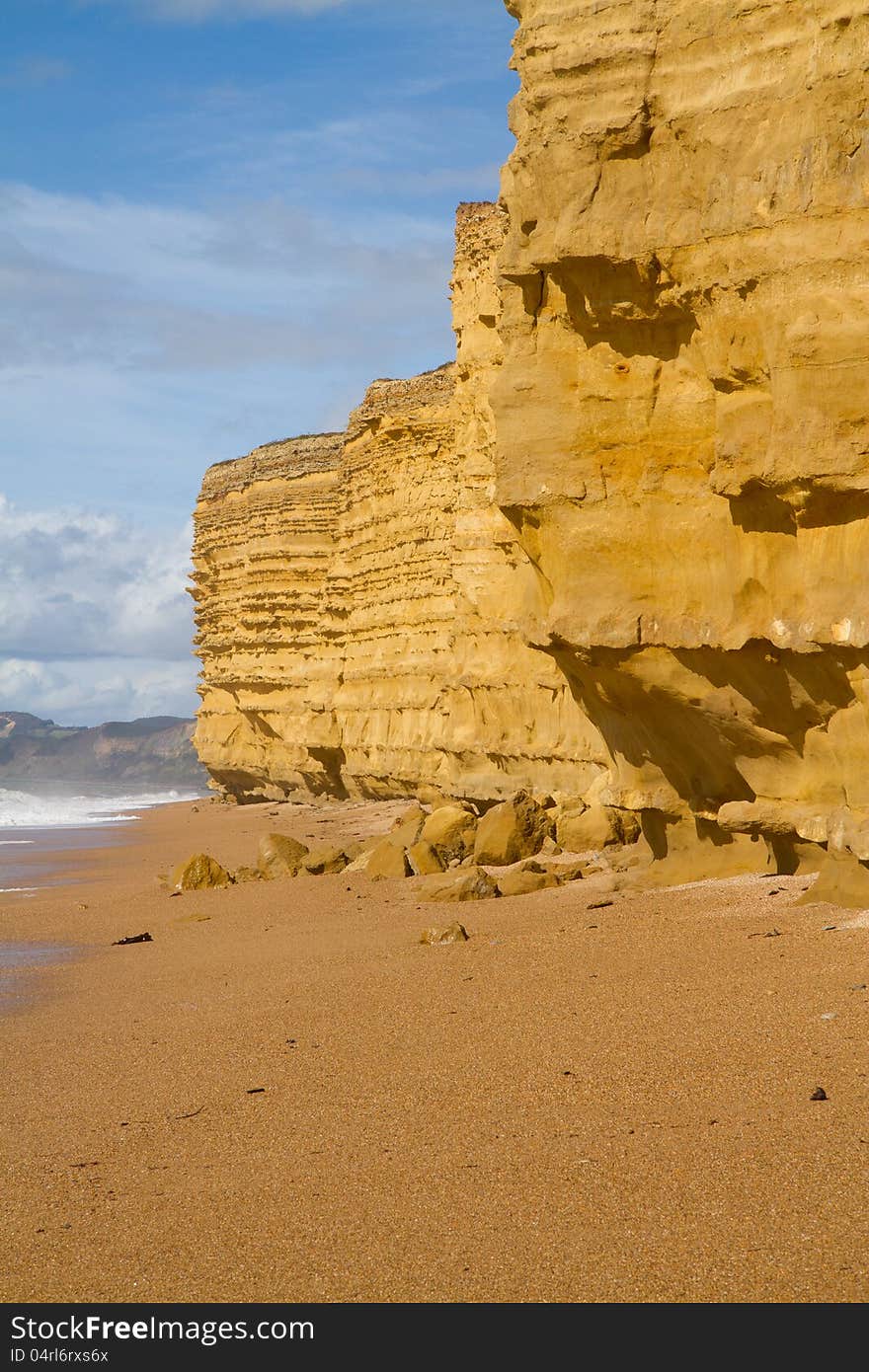 Sandstone at Burton Bradstock beach Dorset