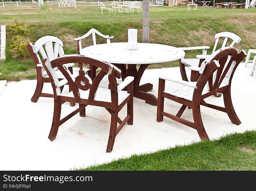 Vintage bench in a garden