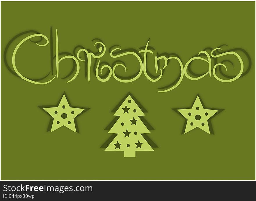 Simple card with green background for christmas time