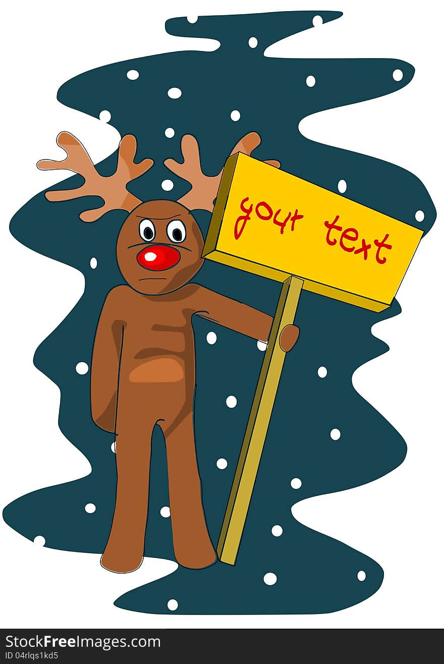 Reindeer With Table For Your Text