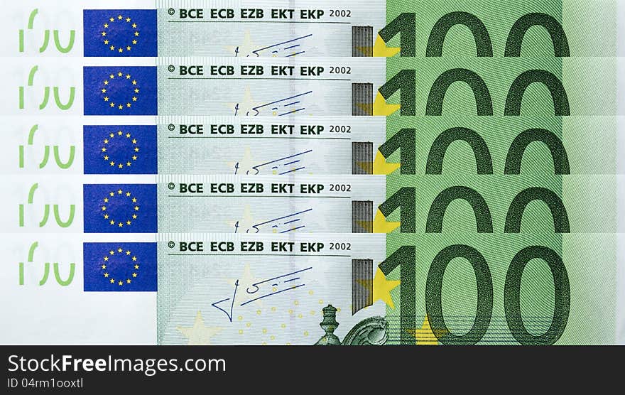 100 Euro paper bills isolated. 100 Euro paper bills isolated