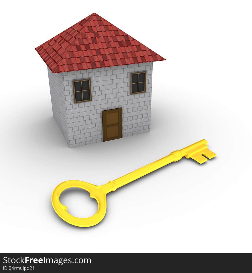 House with key in front of it