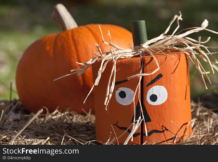 Wooden Halloween Pumpkin Head