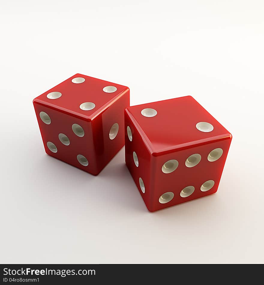 Red dices on a neutral background