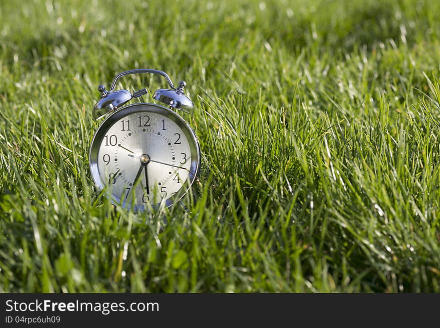 Clock in  grass