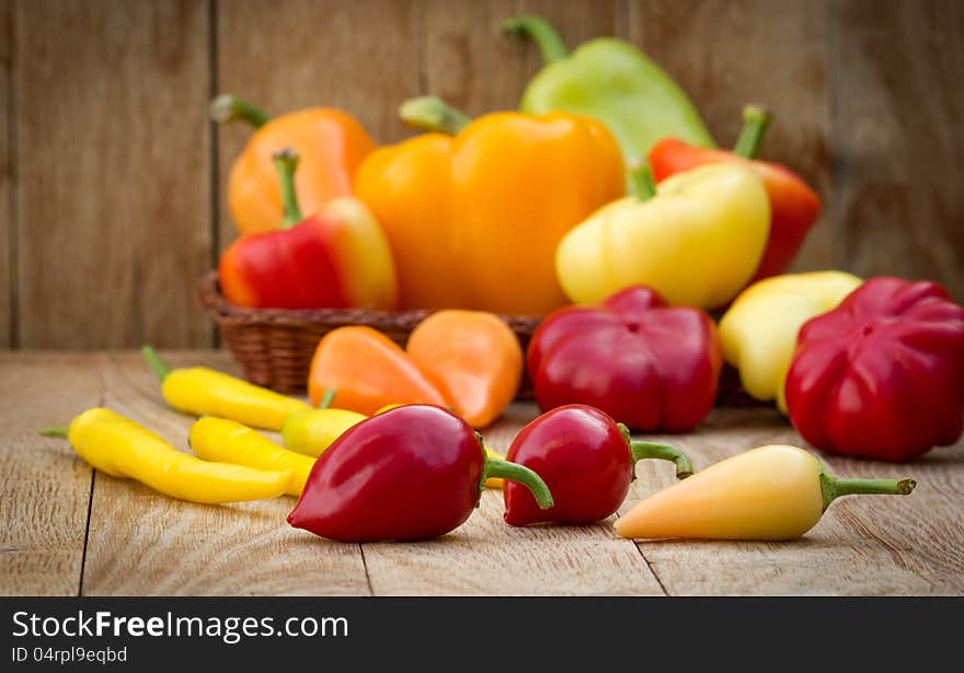 Multicolored peppers - colorful peppers - hot peppers. Multicolored peppers - colorful peppers - hot peppers