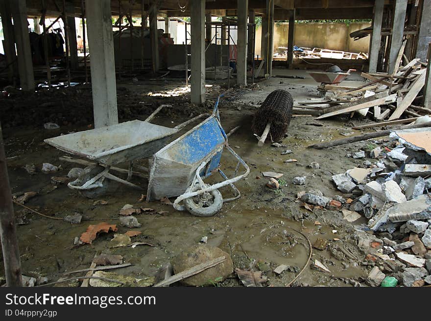 Builders wheel barrow in site