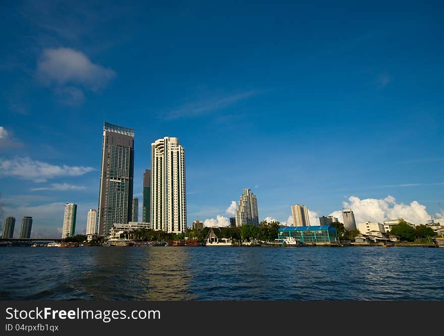 Cityscape of bangkok at chao phraya river,thailand. Cityscape of bangkok at chao phraya river,thailand