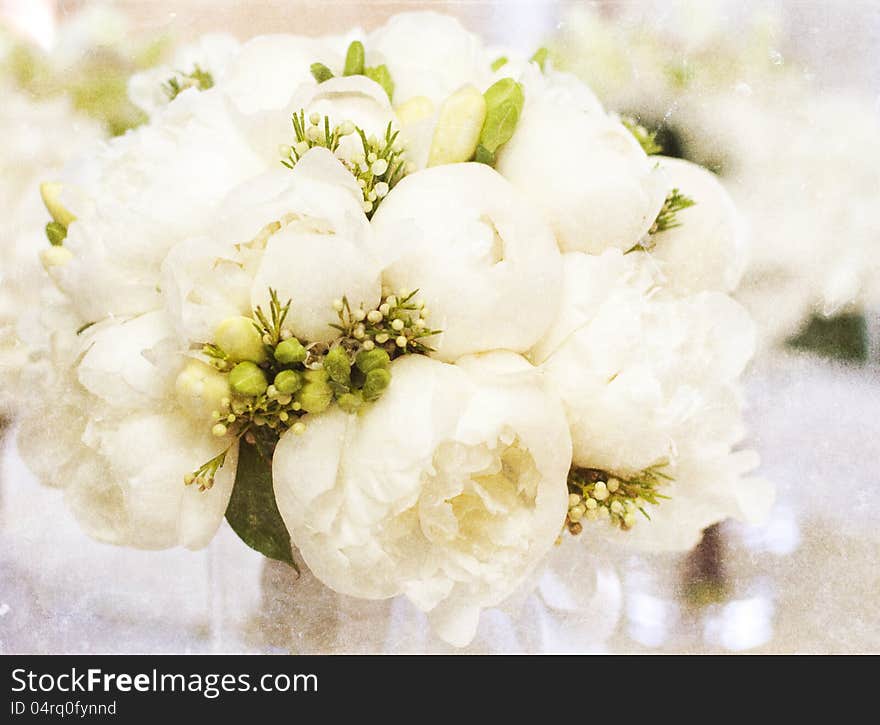 Vintage wedding bouquet of white roses