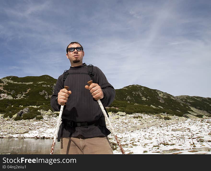 Hiker in Retezat national park