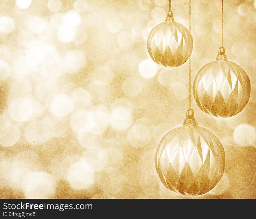 Vintage paper texture. Christmas balls . background with space for text or image.