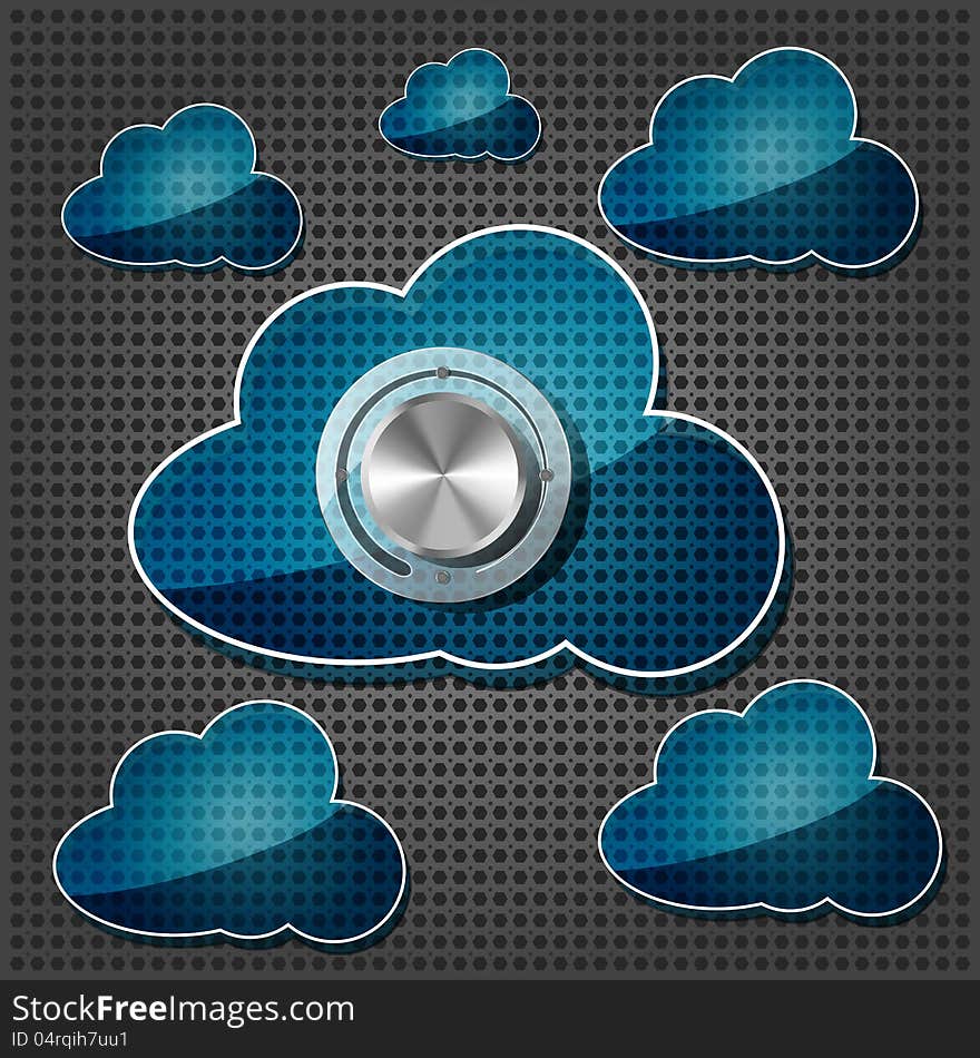 Chrome Volume Knob With Transparency Clouds