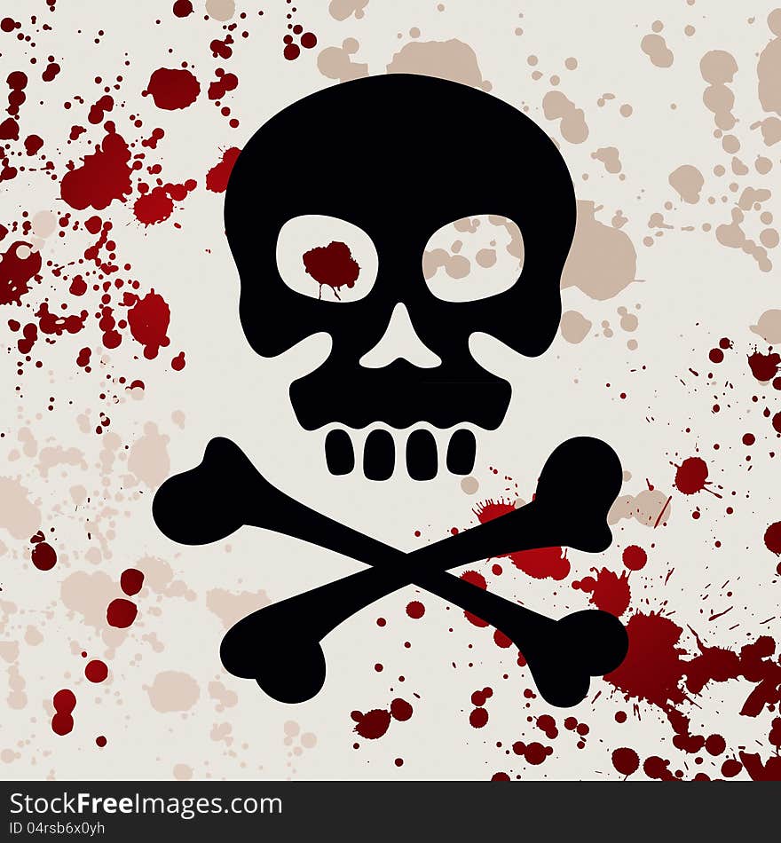 Skull with crossbones, vector illustration