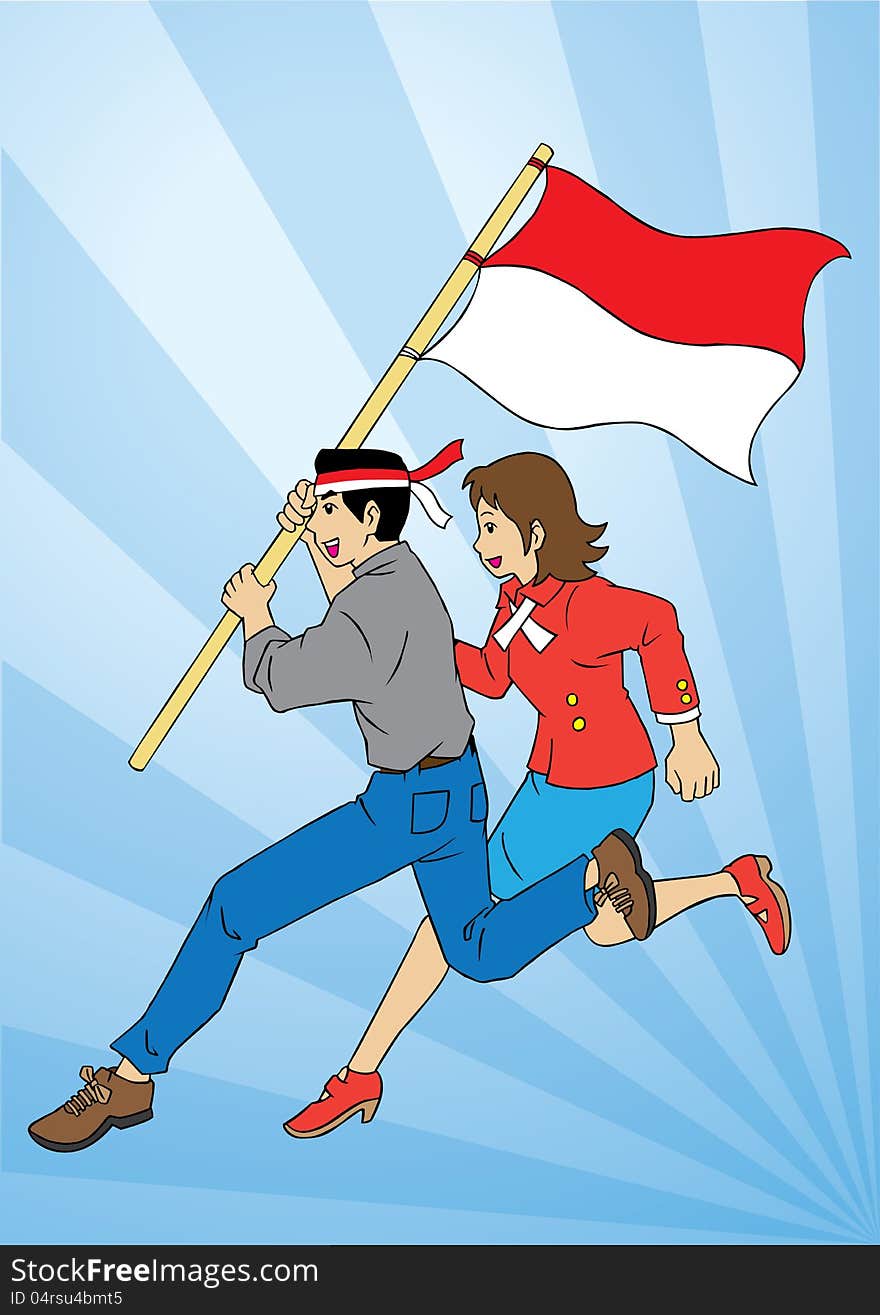 Indonesian couple and flag