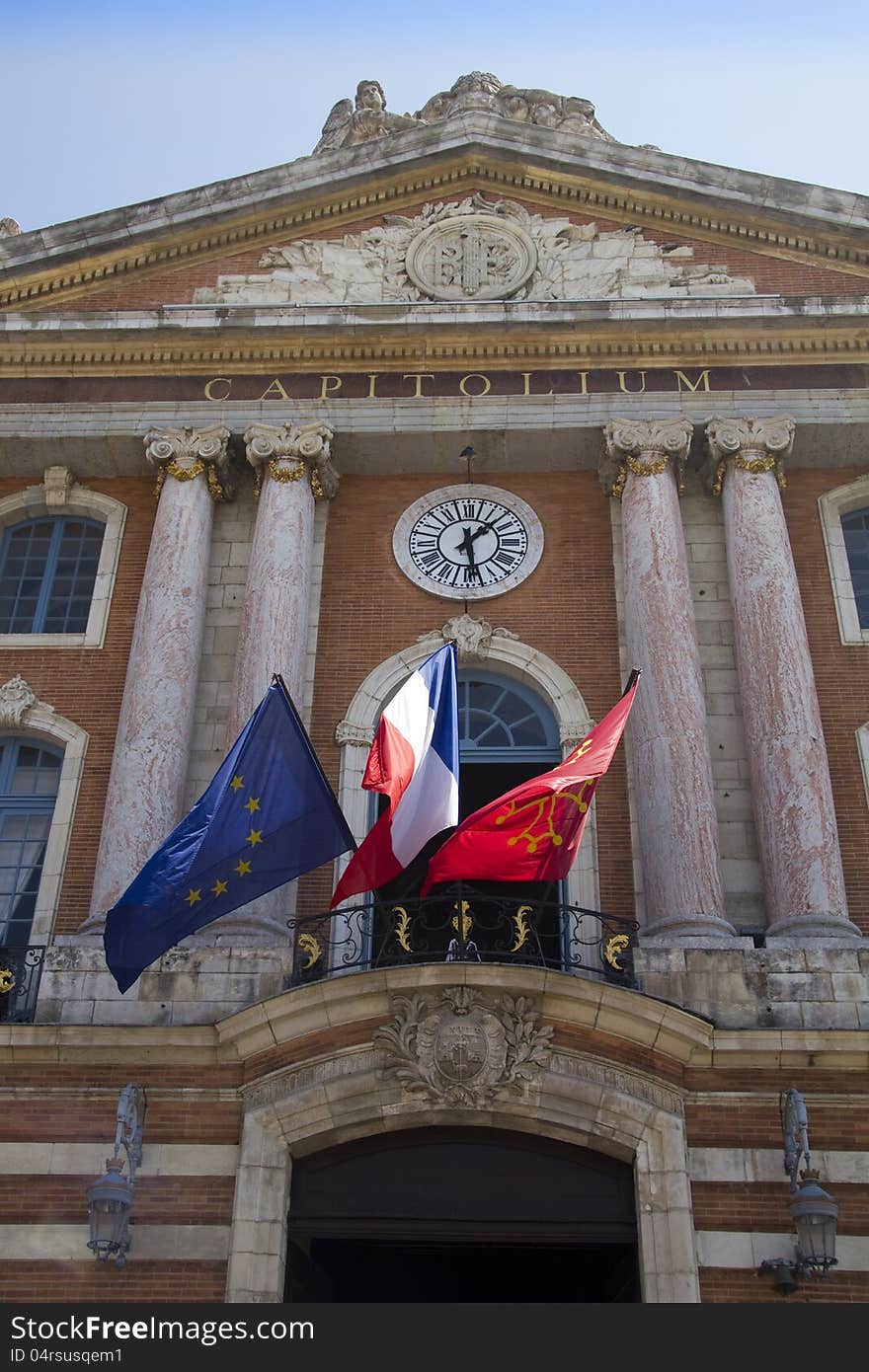 The Capitole de Toulouse, central square of the French city. The Capitole de Toulouse, central square of the French city