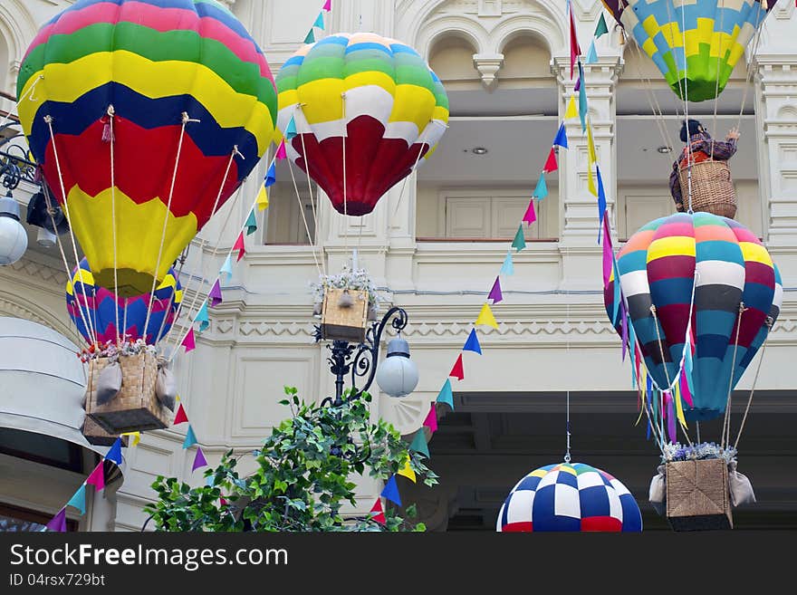 Hot air balloons inside the shop