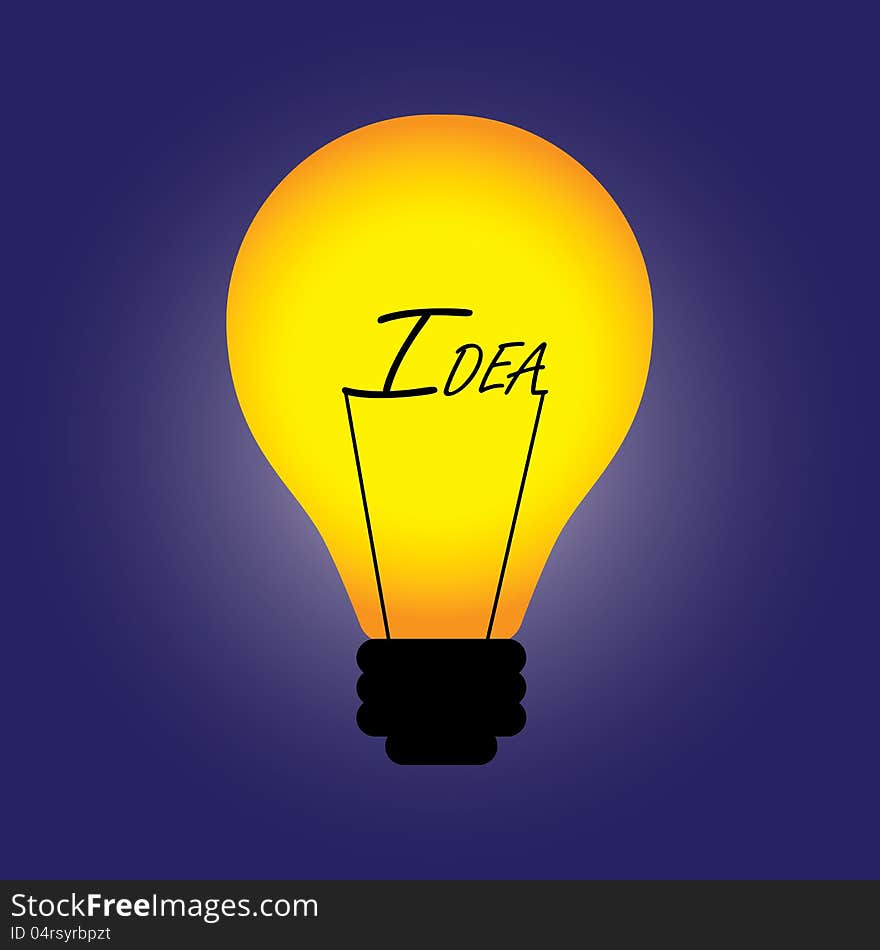 Conceptual illustration of bulb with filament replaced by idea word. The graphic can also represent problem solving, innovation, creative solution, etc. Conceptual illustration of bulb with filament replaced by idea word. The graphic can also represent problem solving, innovation, creative solution, etc.