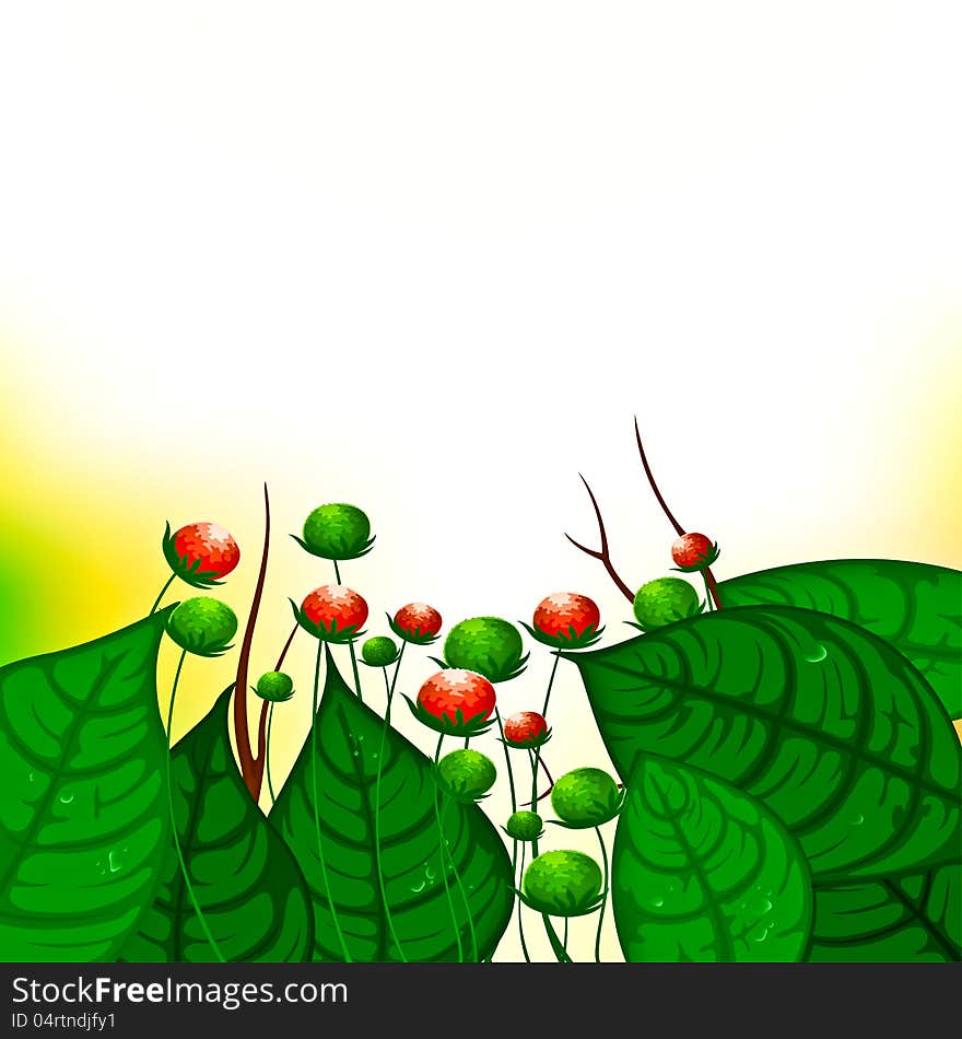 Green leaves with flowers background