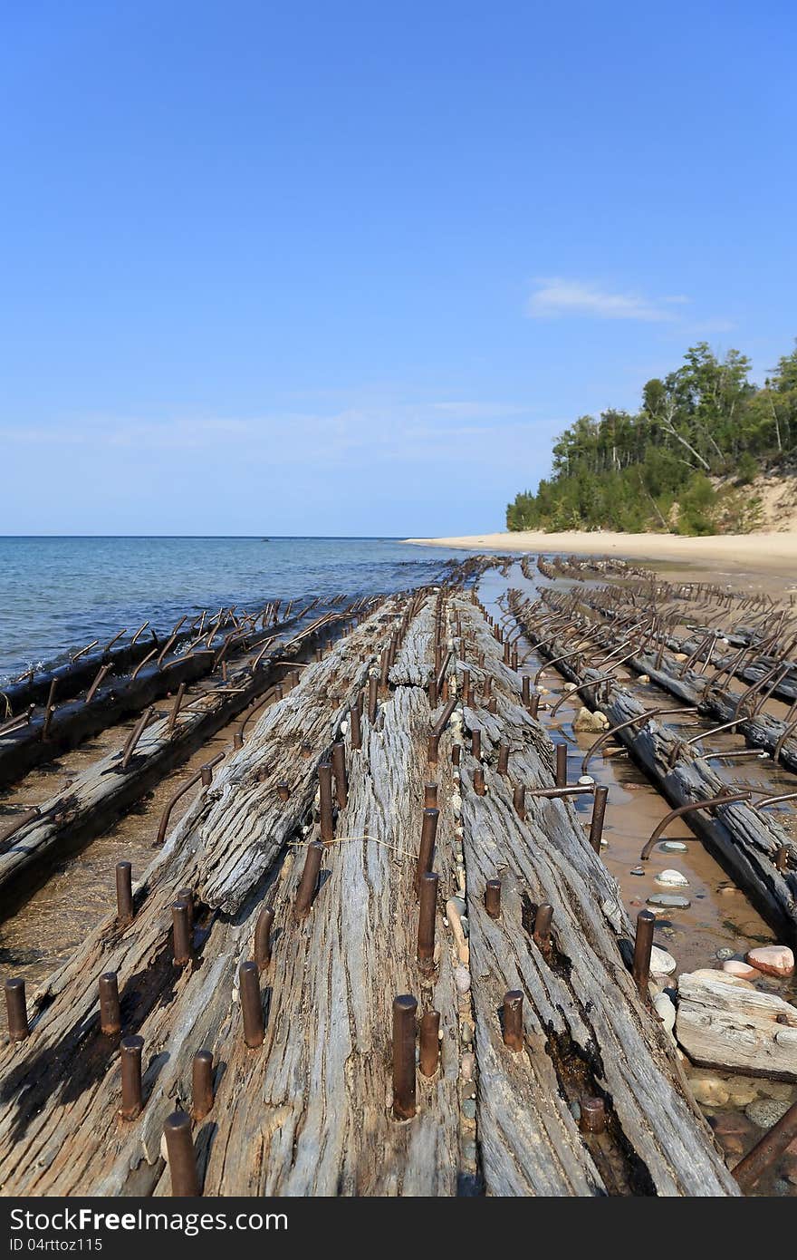 Shipwreck on beach